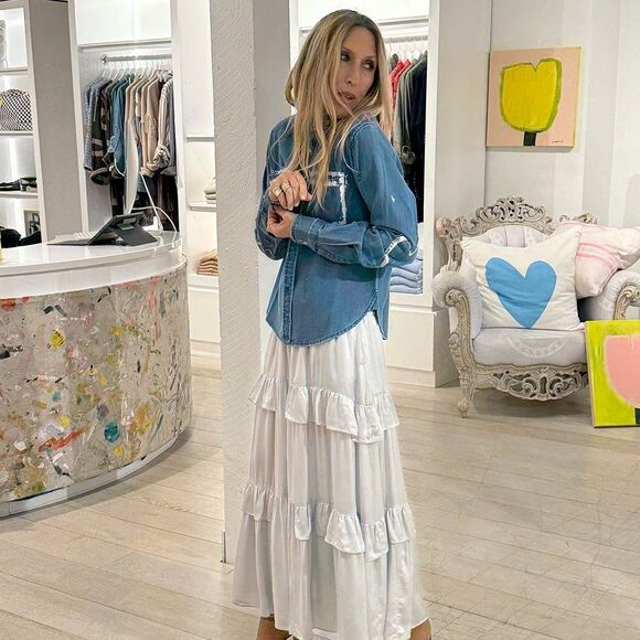 Kerri Rosenthal Pia Western Studio Shirt Top Long Sleeve Printed XS NWD 284549 - Picture 8 of 14